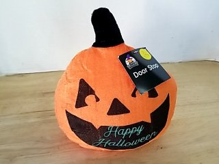 Item #227 — New Halloween Pumpkin Door Stop 9 in