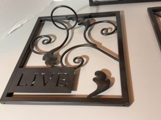 Item #108 — Metal, Laugh Love Live hanging candle holders photo 3 of 4