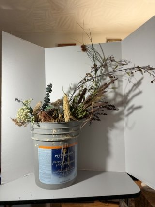 Item #457 — Dried Floral Arrangement in Paint Bucket
