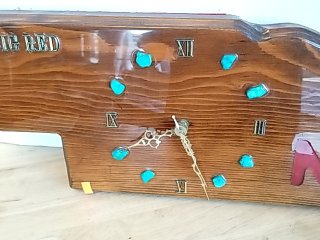 Item #22 — Vintage Nebraska Cornhuskers Wood Clock, 16 in photo 2 of 5