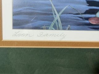 Item #101 — Loon Family framed print, signed by Luke Raffin, 16x14 inch photo 3 of 5