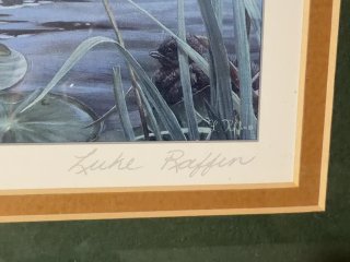 Item #101 — Loon Family framed print, signed by Luke Raffin, 16x14 inch photo 4 of 5