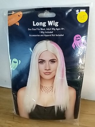 Item #165 — Long Blonde Pink Ombre Costume Wig