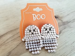 Item #60 — New Rhinestone Ghost Earrings 1.5 in