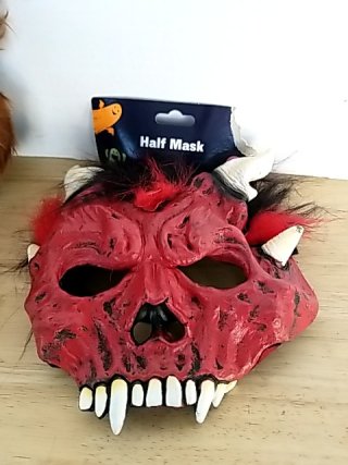 Item #438 — New Red Devil Half Mask with Horns