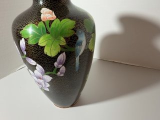 Item #103 — Floral Chinese Cloisonné Vase, 11 inch, photo 2 of 5