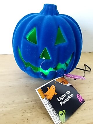 Item #111 — New Blue Light-Up Pumpkin 7 in