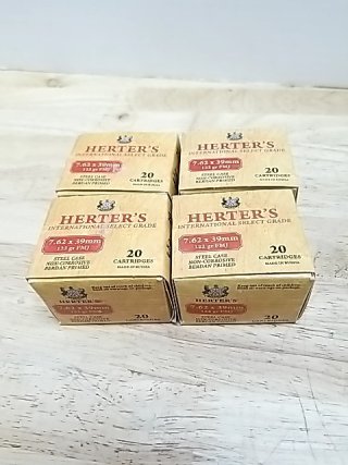 Item #116 — Herter's 7.62x39mm Ammo Boxes 80 rounds, cant ship photo 1 of 2