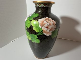 Item #103 — Floral Chinese Cloisonné Vase, 11 inch, photo 3 of 5