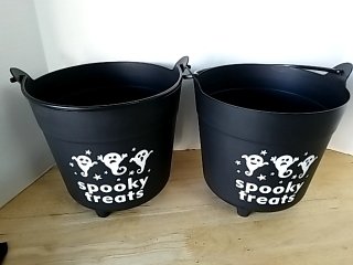 Item #124 — New Spooky Treats Black Buckets 12 in photo 1 of 3