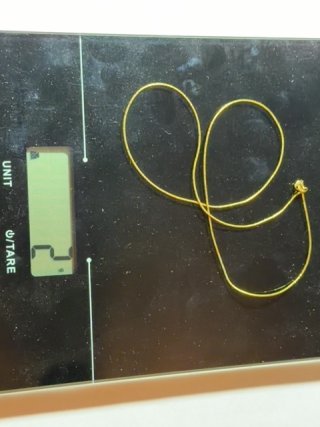 Item #150 — Marked 14kt gold necklace, 16 inch, weighs 2 grams photo 2 of 4
