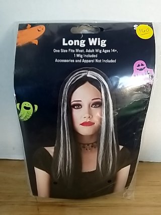 Item #160 — New Long Black & White Halloween Wig