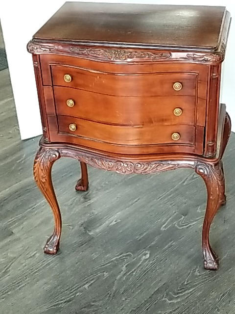 Item #103 — ANTIQUE Wood Side Table/drawers Approx 29 by 20 by 13 inch, good shape photo 1 of 8