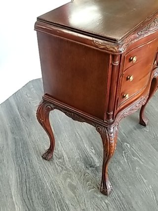 Item #103 — ANTIQUE Wood Side Table/drawers Approx 29 by 20 by 13 inch, good shape photo 6 of 8