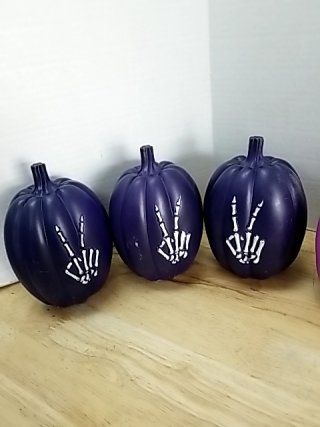 Item #55 — New Skeleton Hand Painted Pumpkins Each 5 inch photo 2 of 4