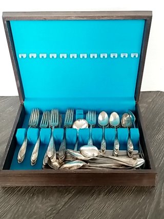 Item #42 — Vintage Flatware Set in Wooden Case photo 1 of 5