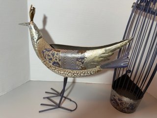 Item #195 — Metal Bird & Woman Sculptures 27 inch lady and 13x14 inch bird photo 5 of 7