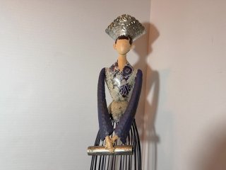 Item #195 — Metal Bird & Woman Sculptures 27 inch lady and 13x14 inch bird photo 2 of 7
