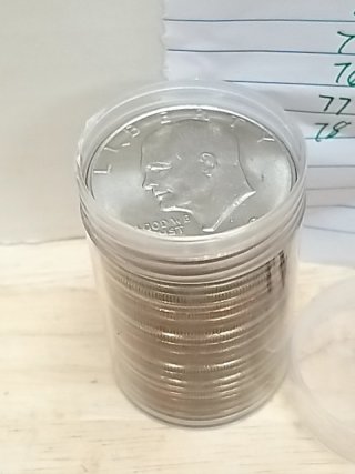 Item #139 — Tube of 1972-1978 Eisenhower $1 coins, 21 total photo 2 of 3