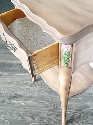 Item #39 — Vintage Side Table with Drawer 28 by 20 by 16 inch photo 5 of 6