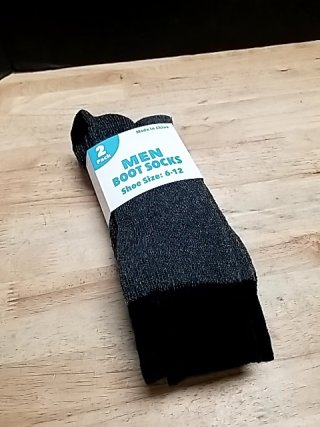 Item #191 — Men's Black Boot Socks 2-Pack