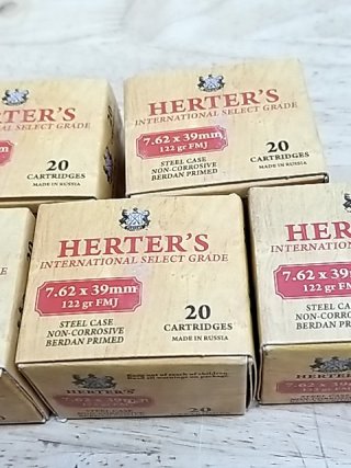 Item #77 — Herter's 7.62x39mm Ammo Boxes 100 Rounds, cant ship photo 2 of 2