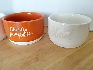Item #115 — New Set of 4 Fall Ceramic Bowls Each 3.5 by 3.5 by 2 inch photo 2 of 3