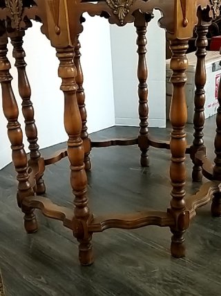 Item #7 — ORNATE Wood Side Table, 30 x 30 inch, beautiful, good shape photo 7 of 7
