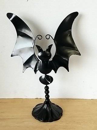 Item #122 — Black Bat Metal Candle Holder 14 inch tall