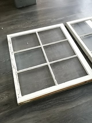 Item #86 — Pair of Vintage Window Sashes Each approx 32 by 28 inch photo 2 of 3