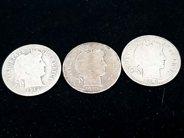 Item #11 — 1910-1914 Silver Barber Dimes photo 1 of 5