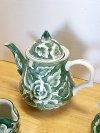 Item #28 — Green Floral Tea Set Great shape,  tallest 9 inch photo 3 of 7
