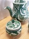 Item #28 — Green Floral Tea Set Great shape,  tallest 9 inch photo 6 of 7