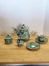 Item #28 — Green Floral Tea Set Great shape,  tallest 9 inch photo 1 of 7