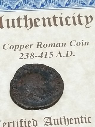 Item #47 — Roman Copper Coin, 238-415 A.D.,with COA photo 2 of 5