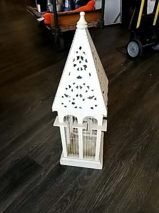 Item #181 — WOODEN Birdcage with metal top, 28 inch tall photo 3 of 4
