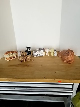 Item #409 — Cat Figurine Collection Some have chips photo 1 of 5