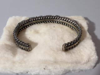 Item #113 — Signed D. Reeves, sterling, lapis cuff bracelet, excellent condition photo 5 of 5