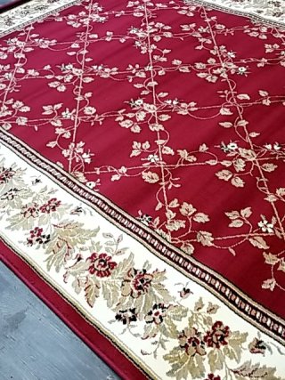 Item #27 — NEW Large Red Floral Area Rug Approx 92 by 66 inch photo 3 of 3
