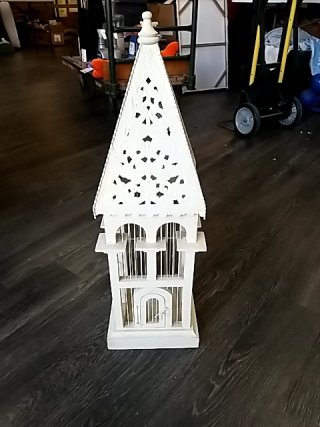 Item #181 — WOODEN Birdcage with metal top, 28 inch tall