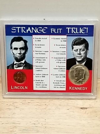 Item #82 — Lincoln Kennedy Coin Set, 40% silver half dollar, penny, COA