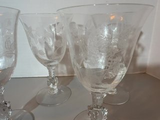 Item #104 — Vintage Waverly Heisey Rose Pattern crystal goblets, 4 total photo 2 of 5