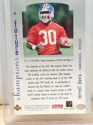 Item #15 — 1995 Rookie Terrell Davis Broncos Football Cards photo 3 of 5