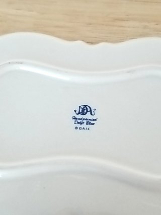 Item #206 — Blue & White Ceramic Tea Set on Tray Good cond,  tallest 4 inch photo 3 of 4