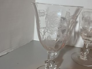 Item #106 — Vintage Waverly Heisey Rose Pattern crystal goblets, 4 total photo 2 of 6