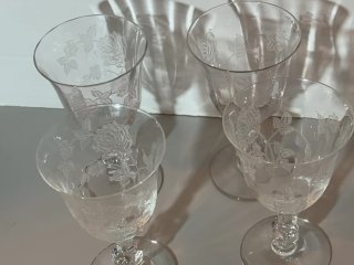 Item #106 — Vintage Waverly Heisey Rose Pattern crystal goblets, 4 total photo 6 of 6