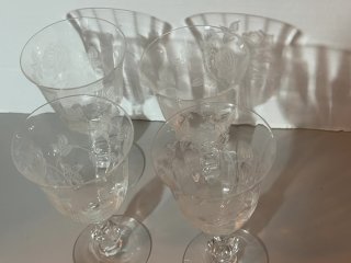 Item #103 — Vintage Waverly Heisey Rose Pattern crystal goblets, 4 total photo 5 of 5