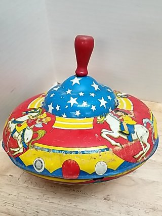 Item #24 — Vintage Tin Spinning Top, 8 inch photo 3 of 5