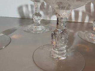 Item #110 — Vintage Waverly Heisey Rose pattern crystal sherbet glasses, 4 total photo 3 of 5