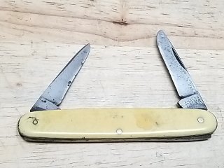 Item #52 — Vintage 2-Blade Pocket Knife 8 in open photo 3 of 4